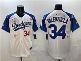 Men's Los Angeles Dodgers #34 Fernando Valenzuela White Royal 2025 Tokyo Series Limited Stitched Jersey,baseball caps,new era cap wholesale,wholesale hats